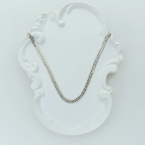 زنجیر نقره مردانه - کارتیه تخت 5 میلیمتر