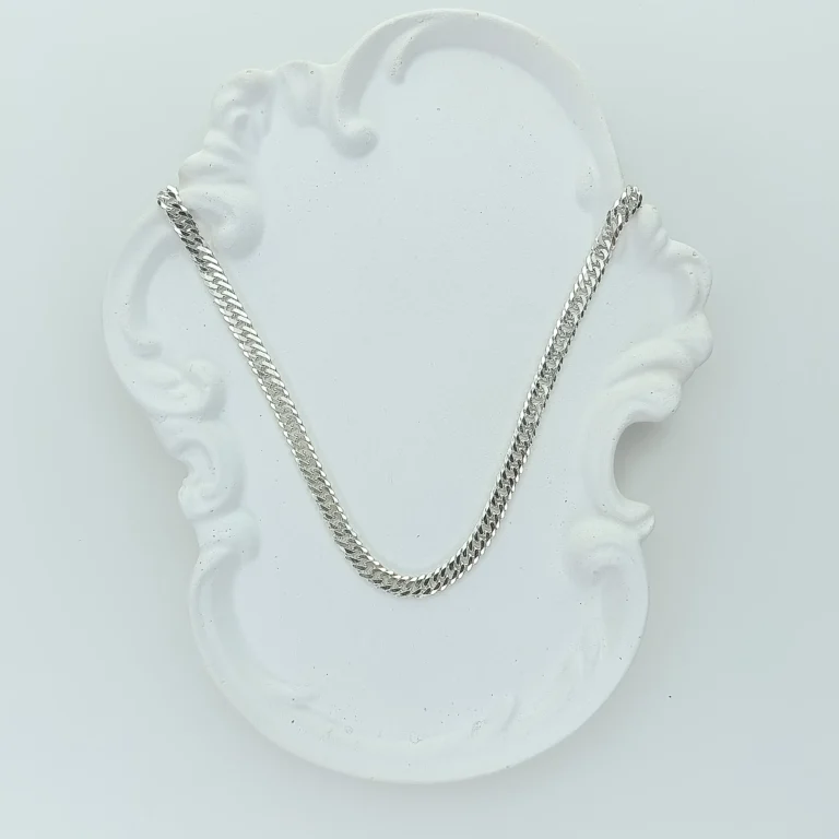 زنجیر نقره مردانه - کارتیه تخت 5 میلیمتر