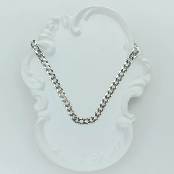 زنجیر نقره مردانه - کارتیه تخت 8 میلیمتر