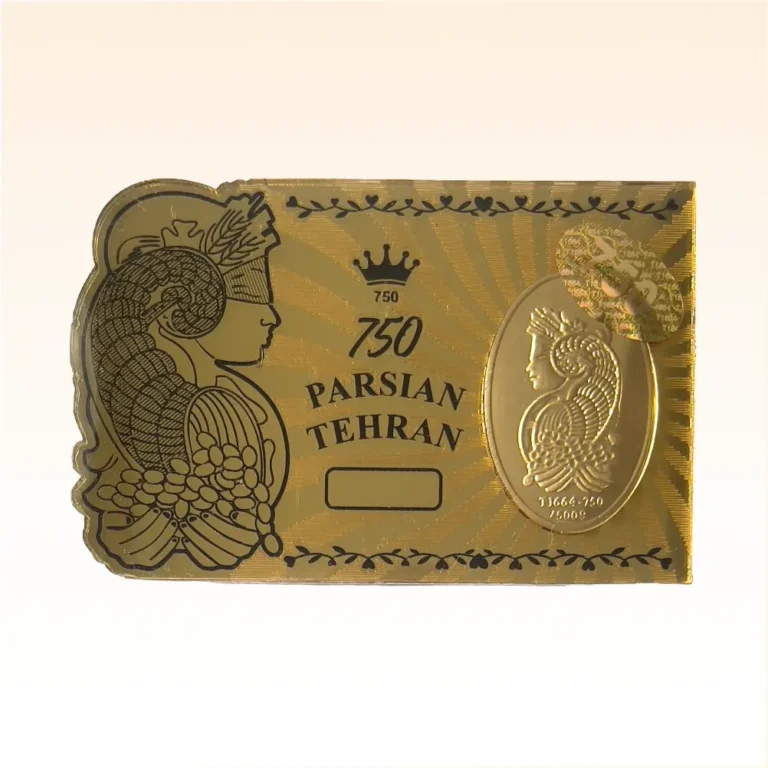 شمش طلای ۱۸ عیار طرح ملکه طلائی پارسیان طهران (وتوس گلد) وزن 0.05 گرم