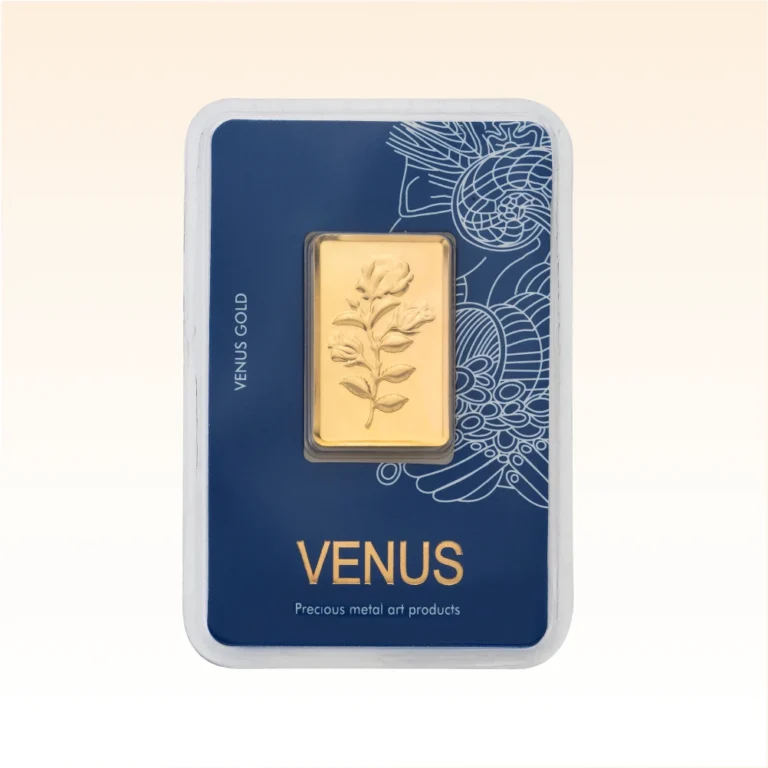شمش طلای ۱۸ عیار ونوس (گل رز) وزن 0.100 گرم