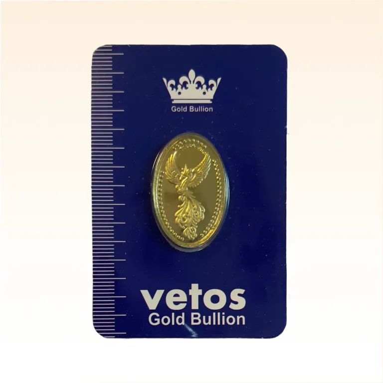 شمش آویز طلای ۱۸ عیار وتوس (ملکه) وزن 0.500 گرم